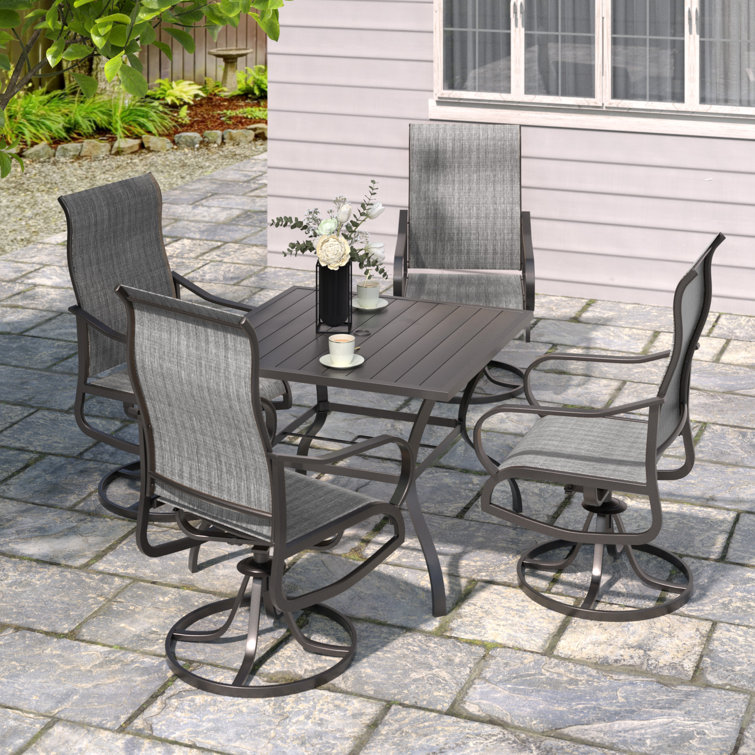 Latitude Run Leisure Weatherford Swivel Patio Dining Set